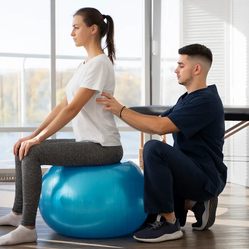 Woman in a physical rehabilitation session